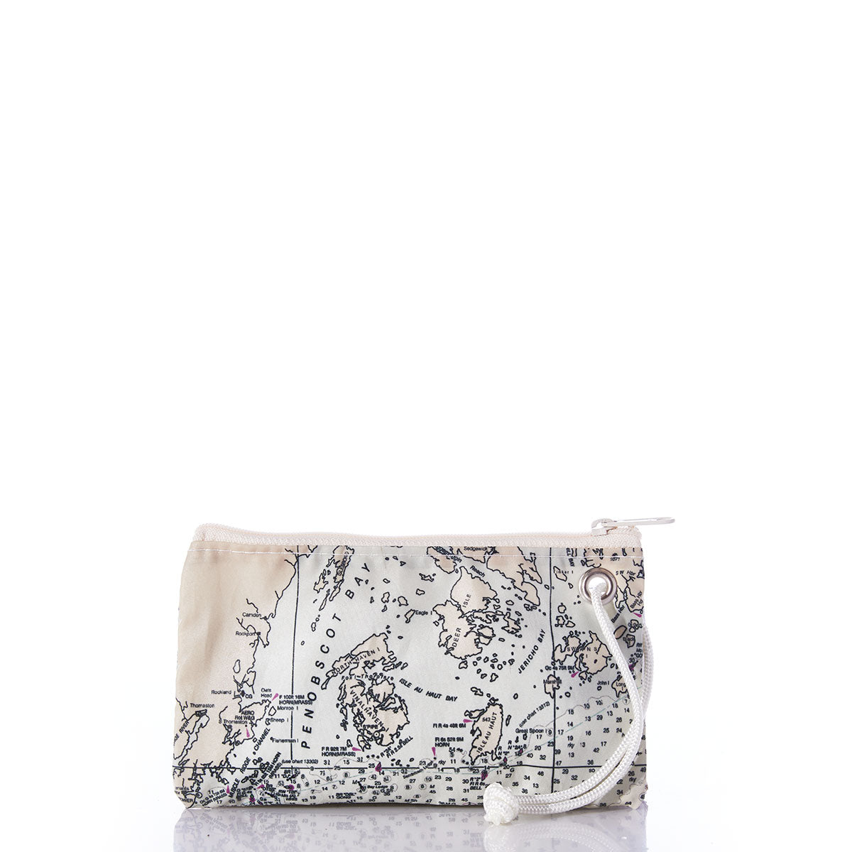 Penobscot Bay Nautical Chart Wristlet Handmade in Maine from Recycled Sails