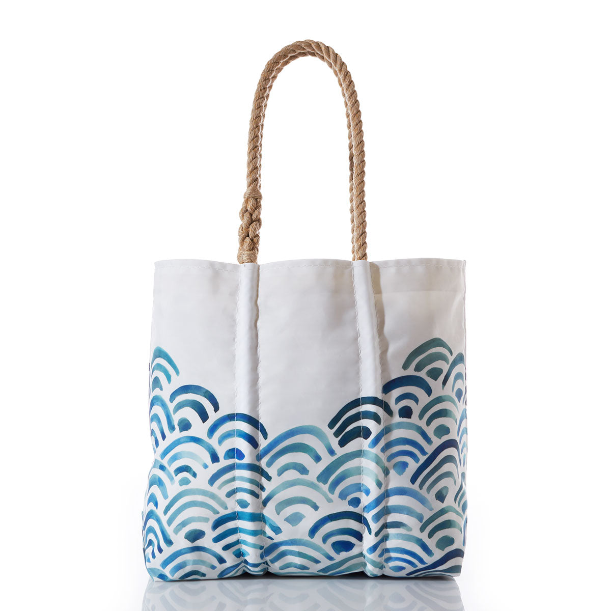 Watercolor Waves Medium Tote Handmade in Maine from Recycled Sails