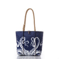 White on Navy Octopus Handbag Handmade in Maine from Recycled Sails