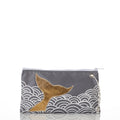 Gold Mermaid Tail and Waves Large Wristlet Handmade in Maine from Recycled Sails