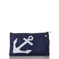 White-on-Navy Anchor Large Wristlet Handmade in Maine from Recycled Sails