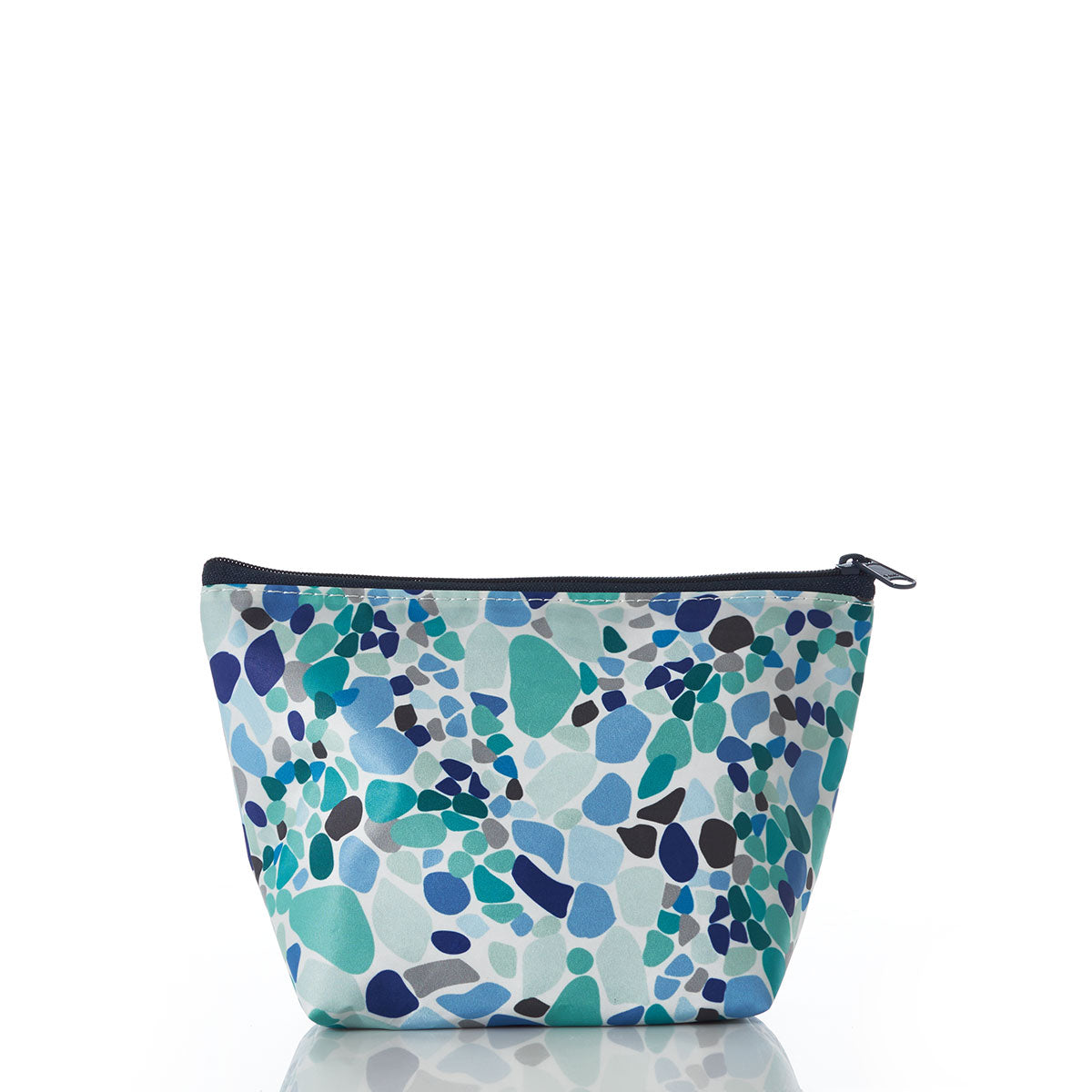 Sea Glass Print Cosmetic Bag Handmade in Maine from Recycled Sails