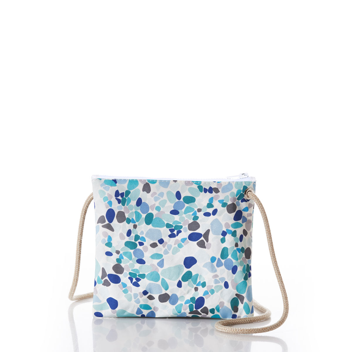 Sea Glass Print Slim Crossbody Handmade in Maine from Recycled Sails