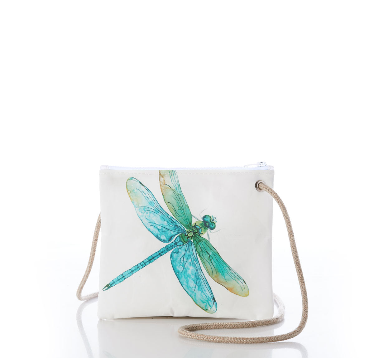 Watercolor Dragonfly Slim Crossbody Handmade in Maine from Recycled Sails