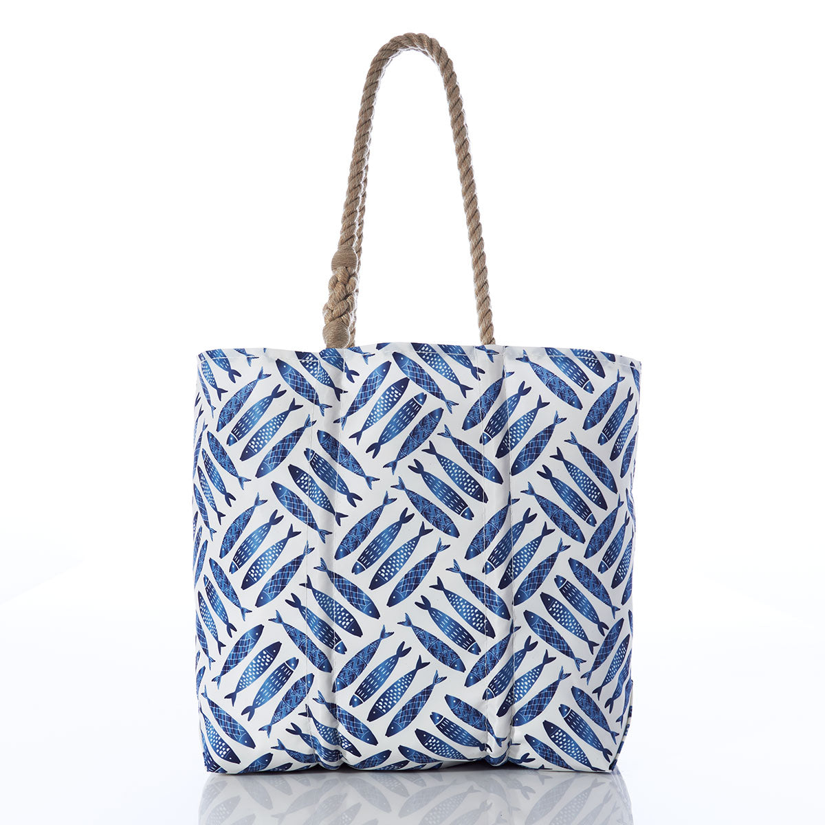 Fish Print Medium Tote Handmade in Maine from Recycled Sails
