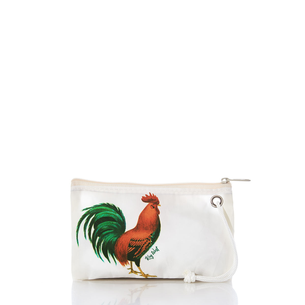 Key West Rooster Wristlet Handmade in Maine from Recycled Sails