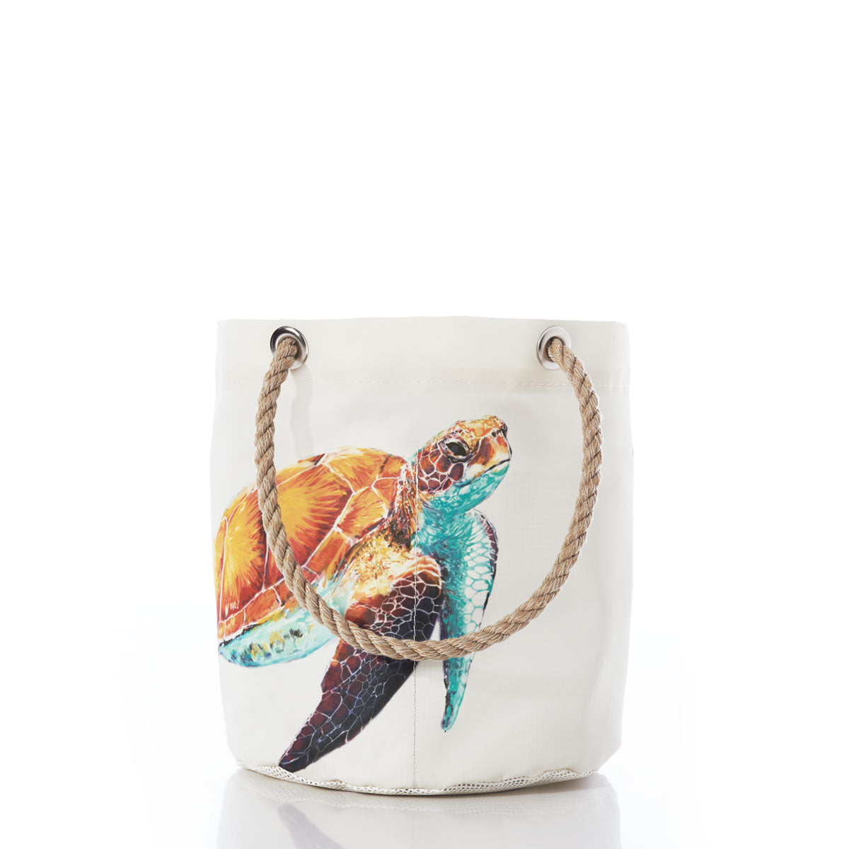 Multicolor Sea Turtle Beachcomber Bucket Handmade in Maine from Recycled Sails