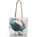 Watercolor Crab Medium Tote Handmade in Maine from Recycled Sails