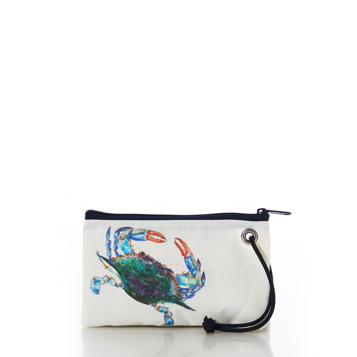 Watercolor Crab Wristlet Handmade in Maine from Recycled Sails