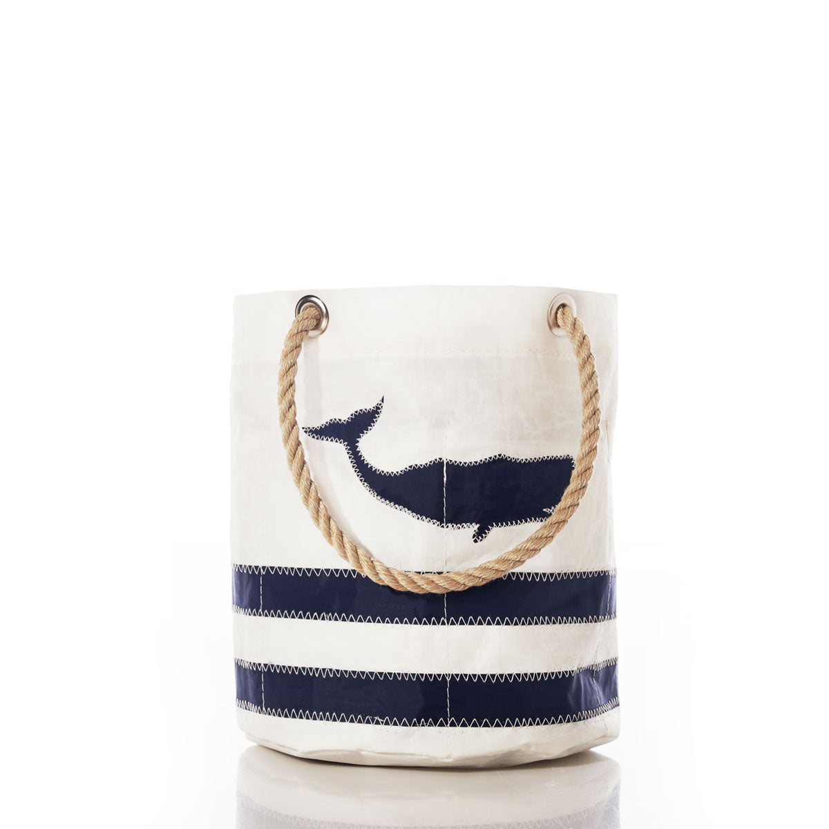 Breton Stripe Whale Beverage Bucket Handmade in Maine from Recycled Sails