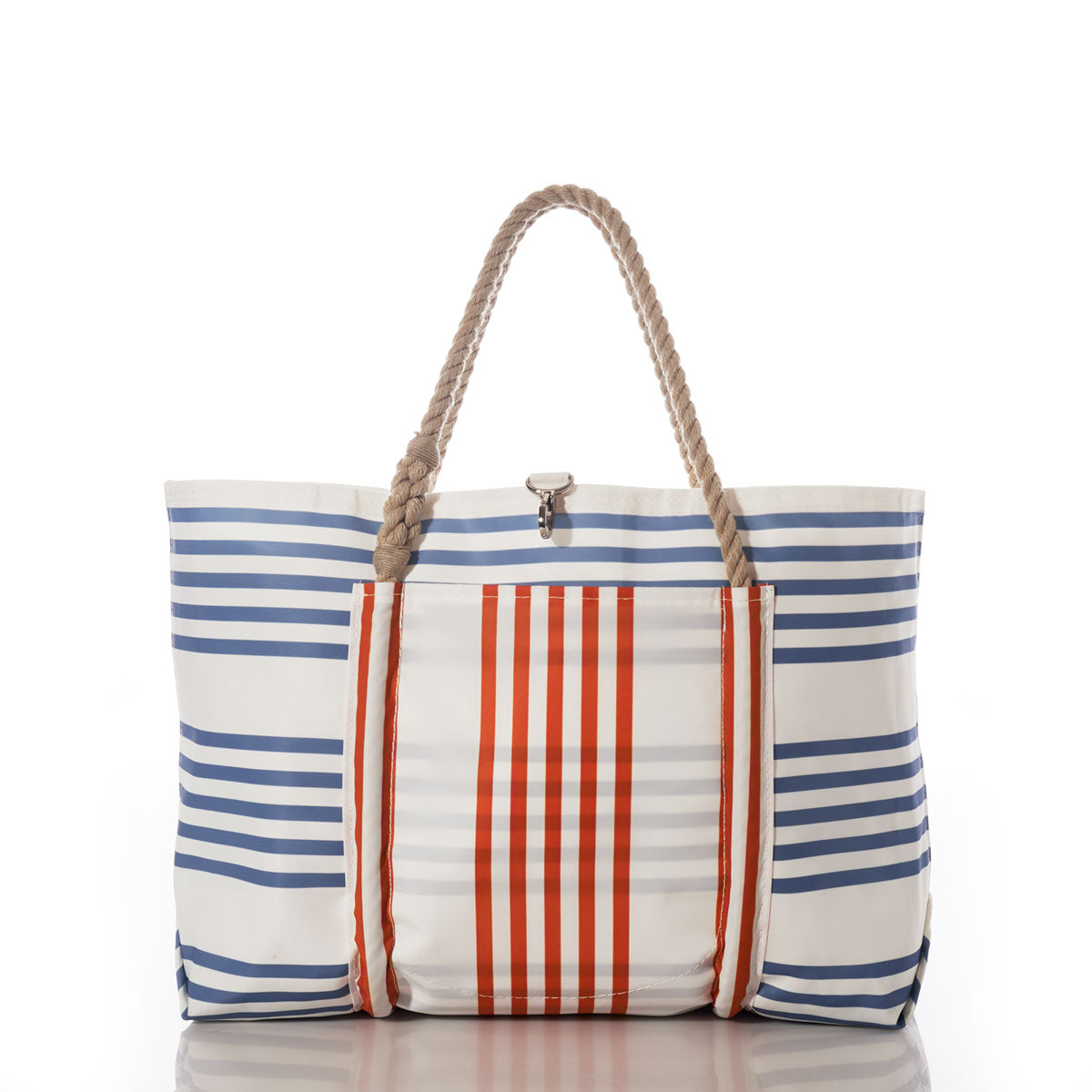 Picnic Stripe Pier Tote Handmade in Maine from Recycled Sails