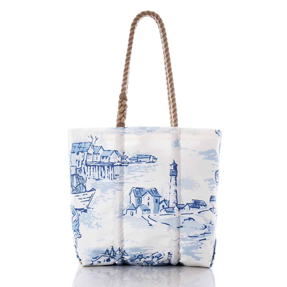 Maine Fishing Village Medium Tote Handmade in Maine from Recycled Sails
