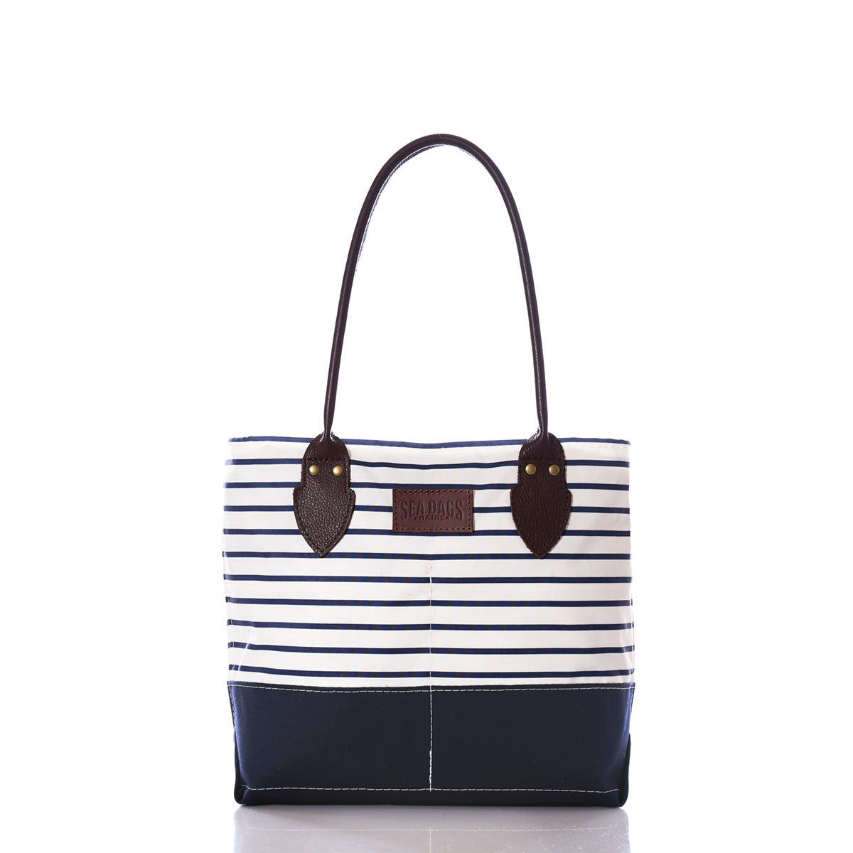 Navy Mariner Stripe Chebeague Handbag Handmade in Maine from Recycled Sails