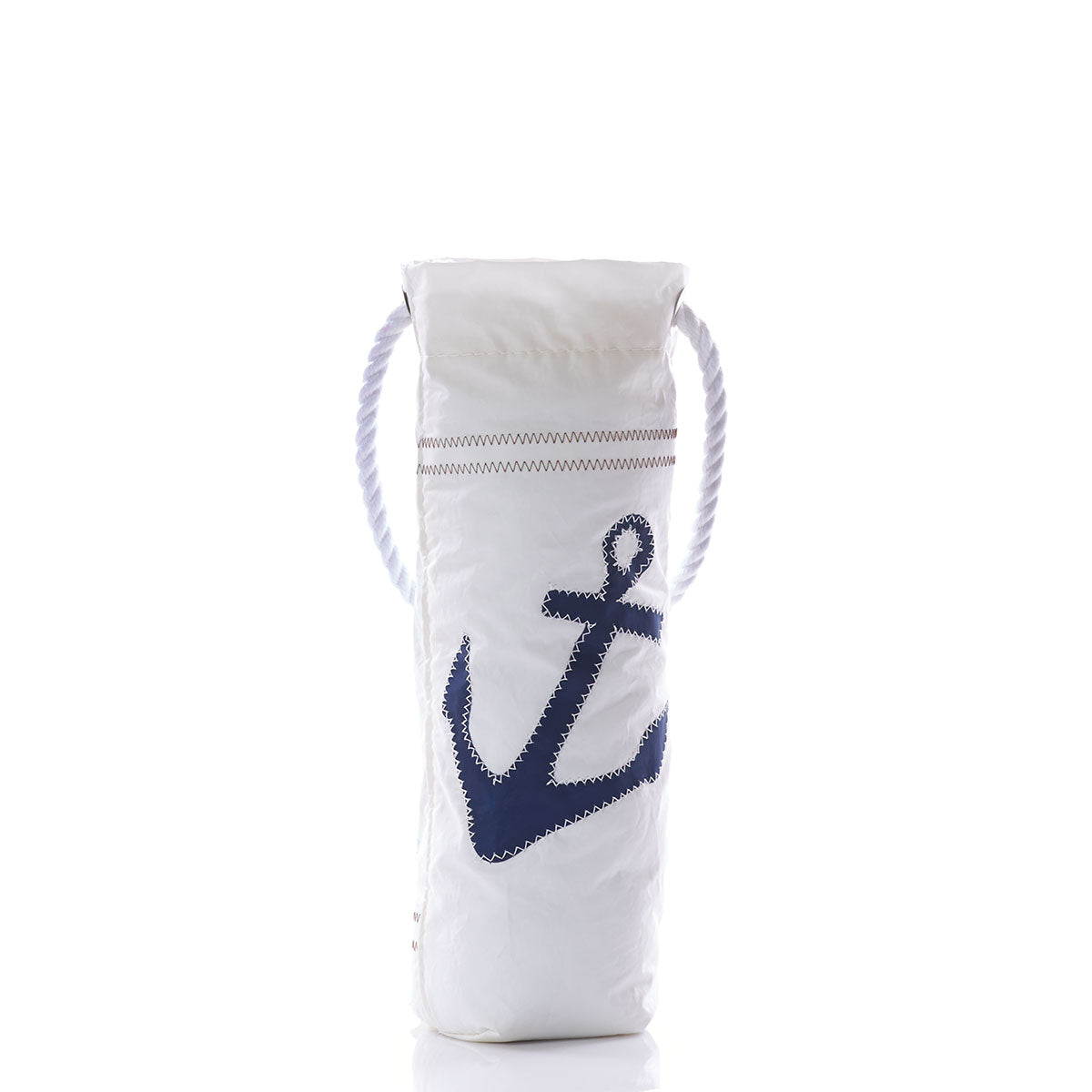 Navy Anchor Wine Bag Handmade in Maine from Recycled Sails