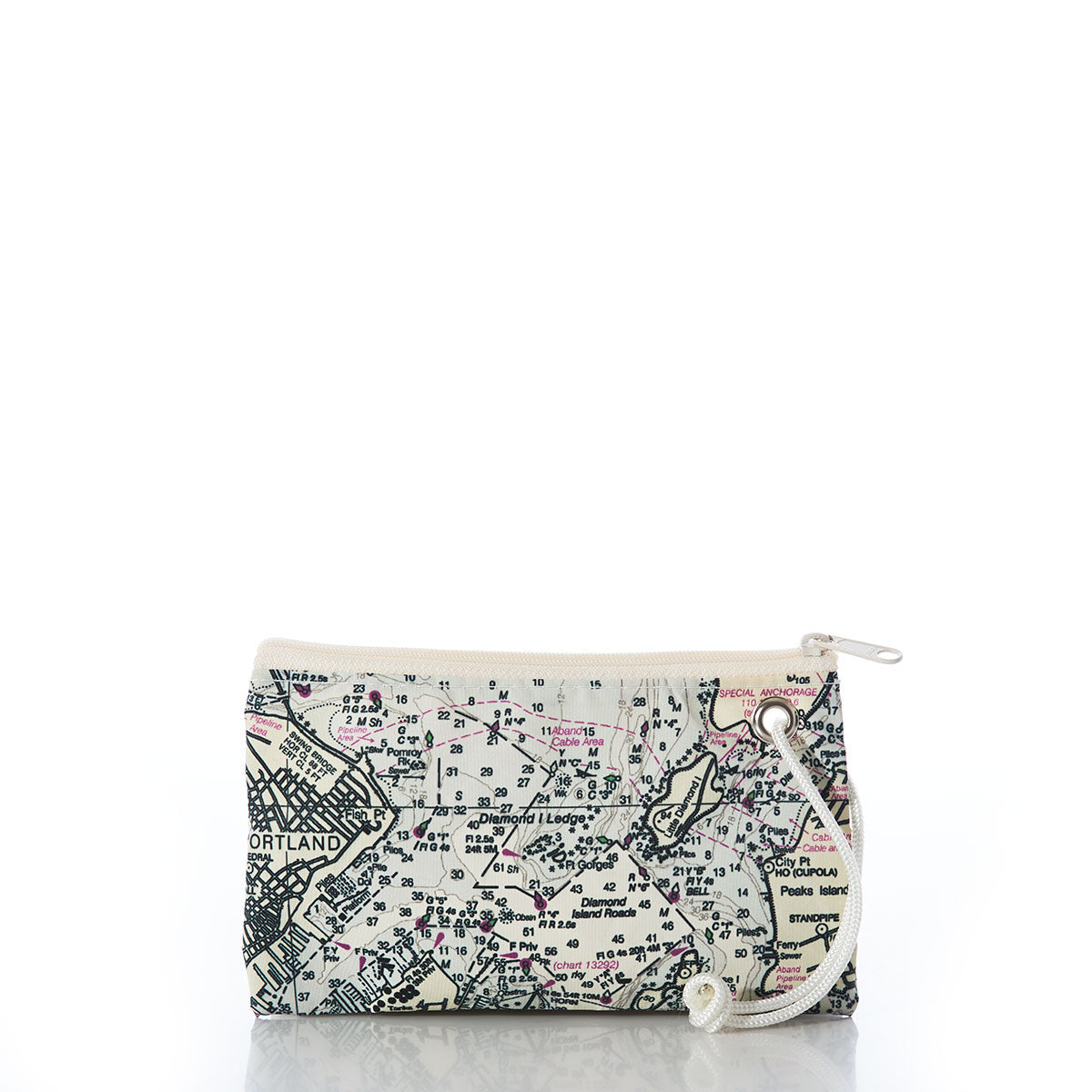 Casco Bay Nautical Chart Wristlet Handmade in Maine from Recycled Sails
