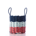 Fisherman Rope Basket - Navy, Sea Foam, & Red Handmade in Maine from Recycled Sails