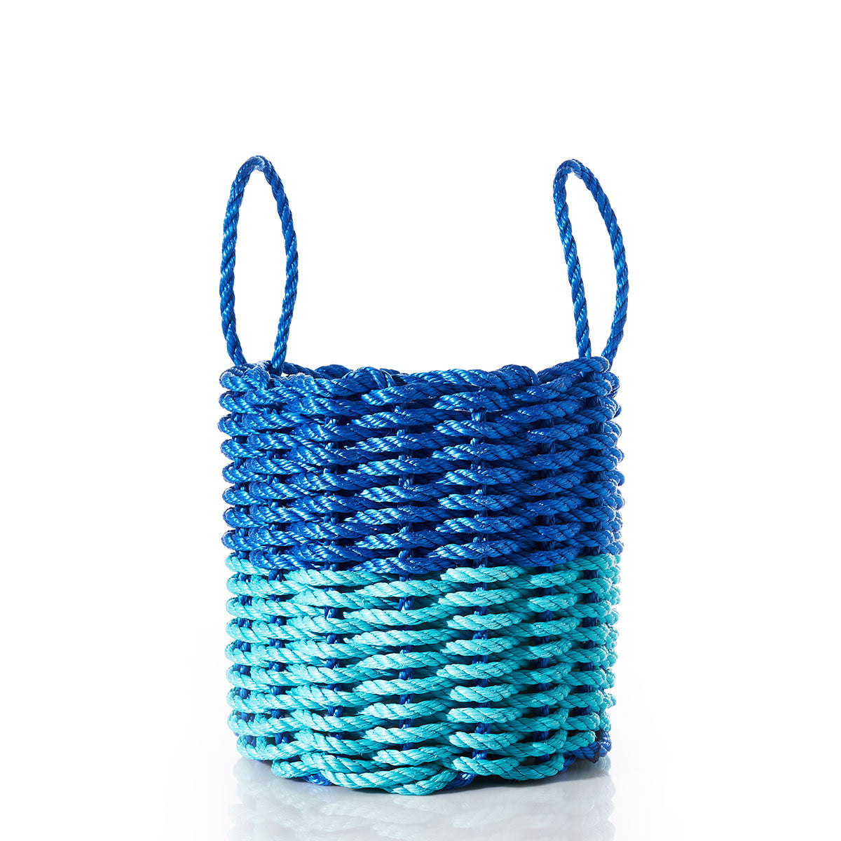Fisherman Rope Basket - Blue & Teal Handmade in Maine from Recycled Sails