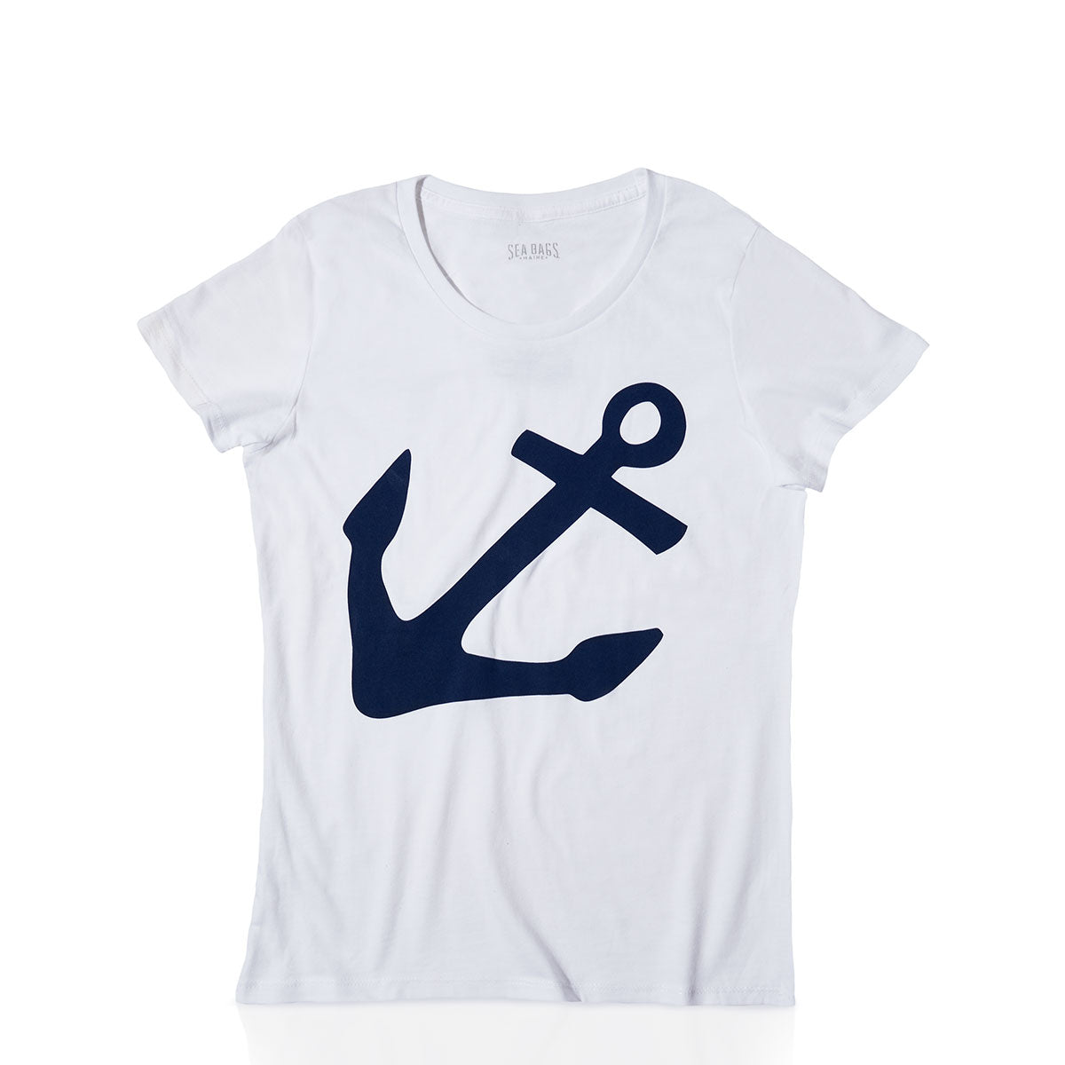 Women's Navy Anchor Graphic Tee Handmade in Maine from Recycled Sails