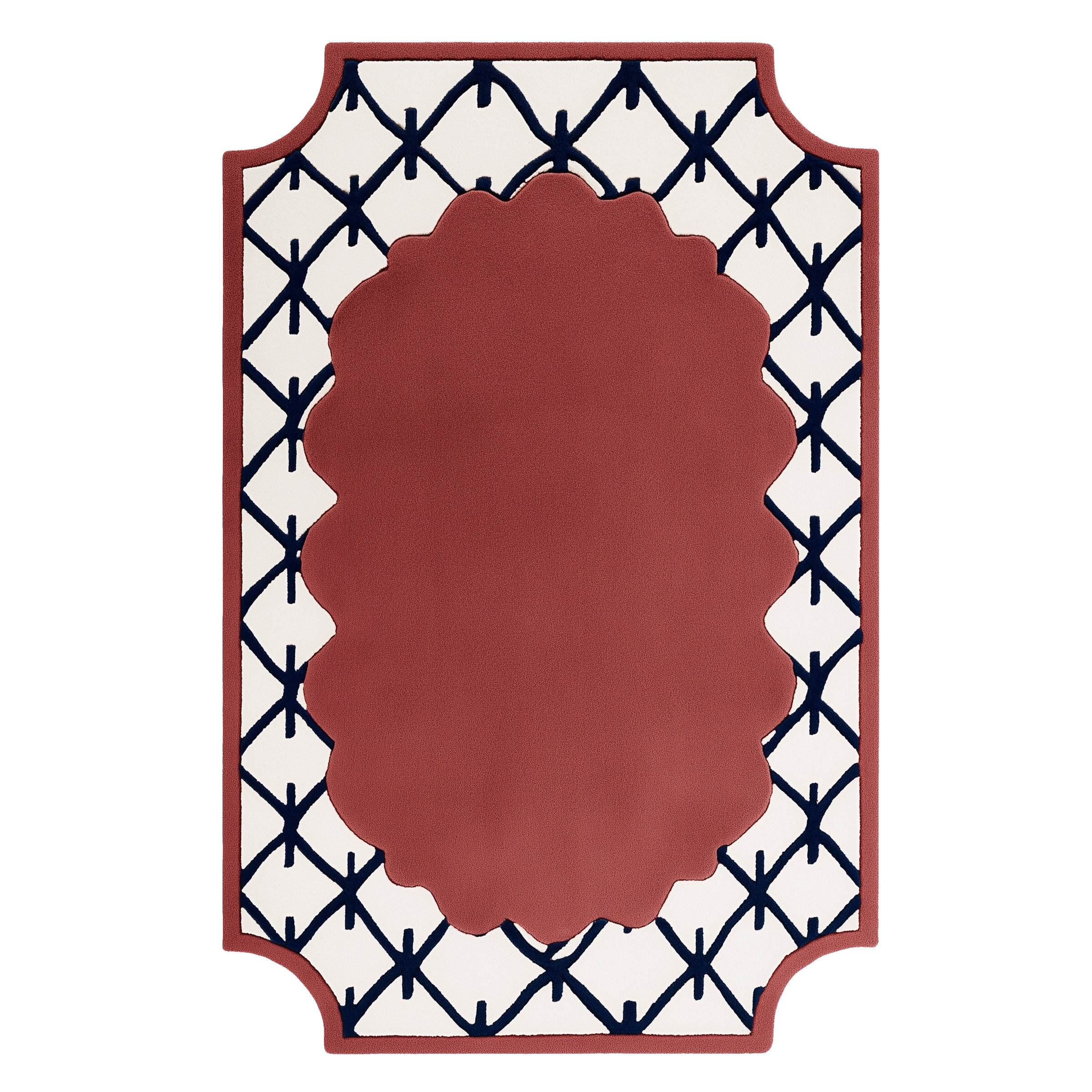 Scallop Frame Hand Tufted Wool Rug