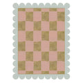 Scalloped Leaf Checker Pastel Hand Tufted Rug 5' x 7'