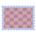 Scalloped Leaf Checker Pink Hand Tufted Rug