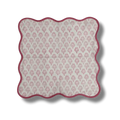Scalloped Pink Floral Block Print Cotton Napkins