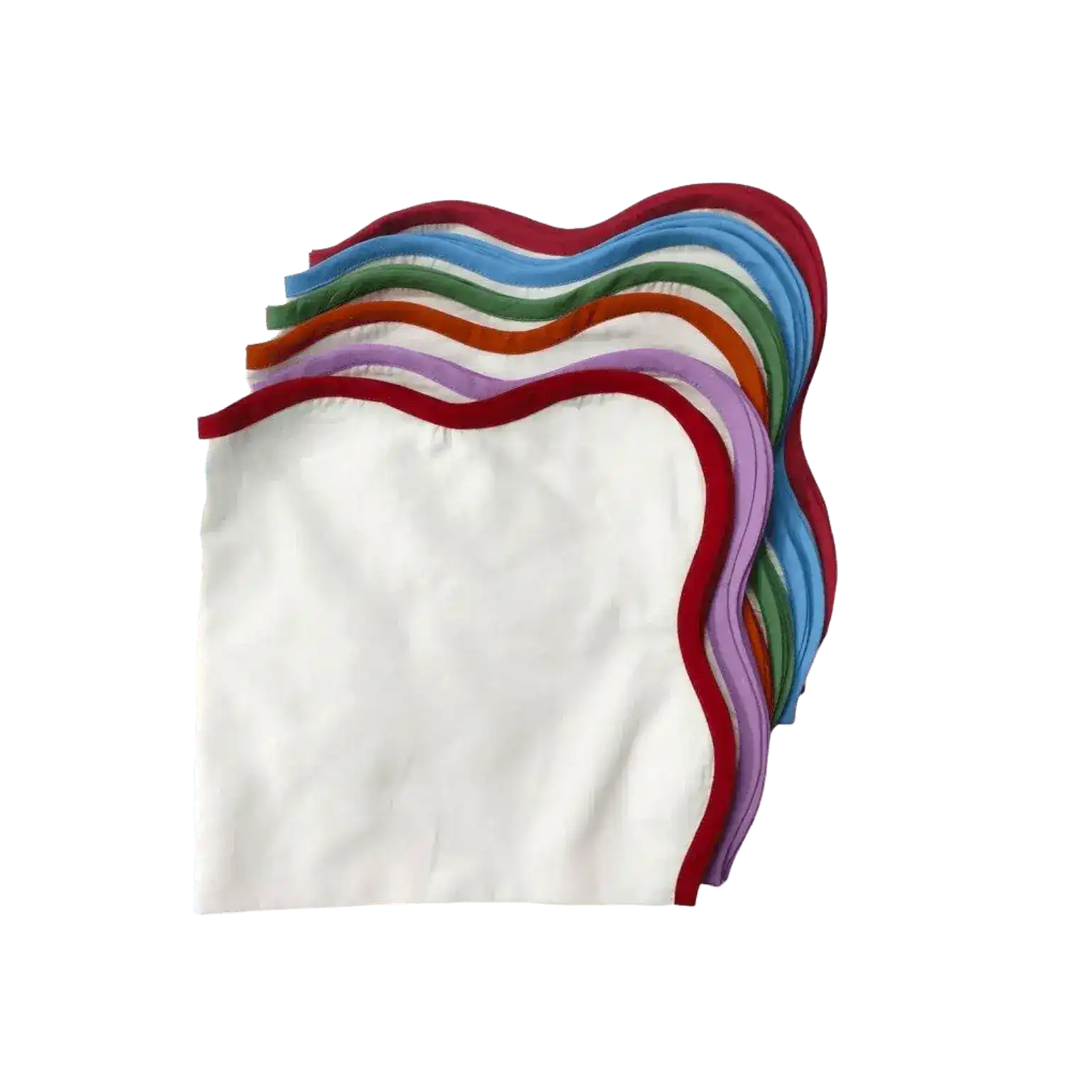 Scalloped Plain White Napkins with Colored Trim