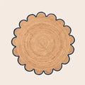 Scalloped Round Jute Rug - Black Trim