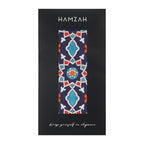 Elegant Islamic Art-Inspired Scarf – Navy Blue and Red Geometric Design - Farabi