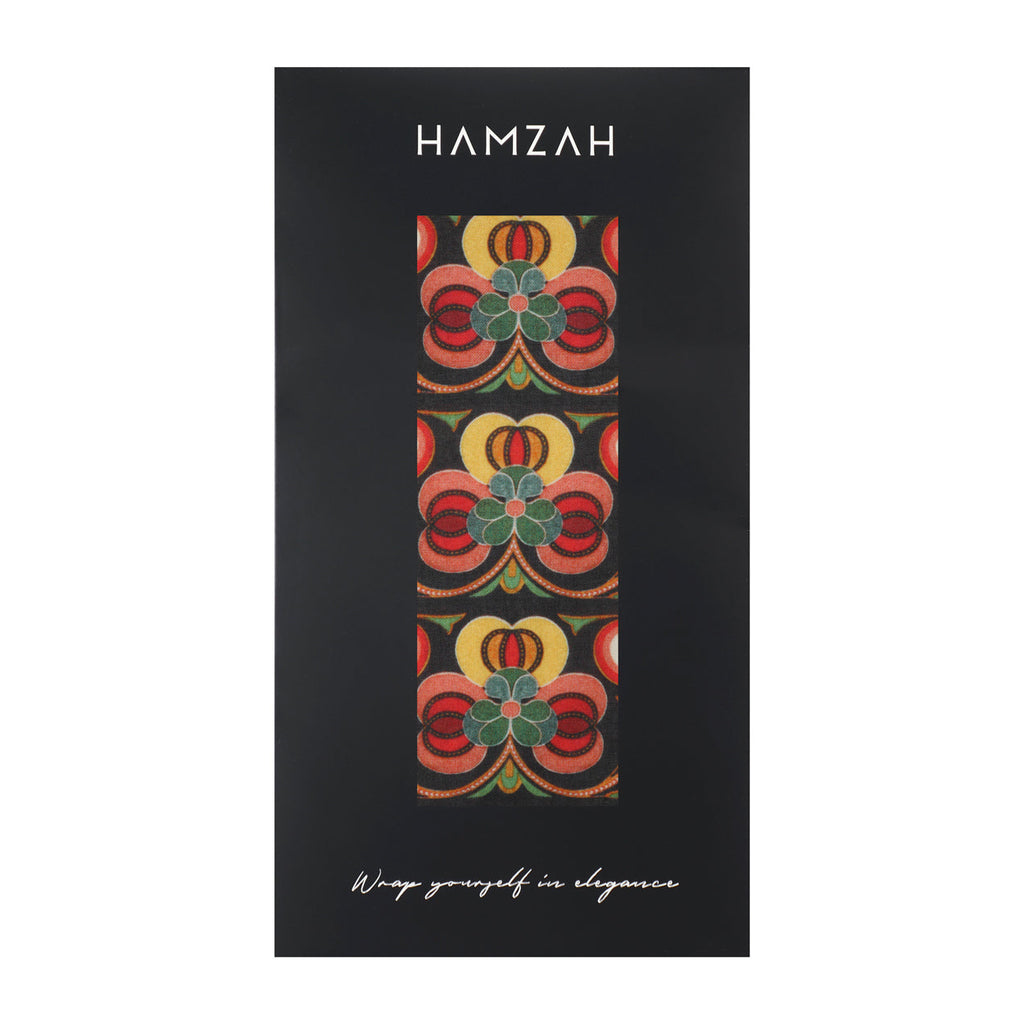 Floral Black Scarf – Isfahan Inspired Design - Saroyi