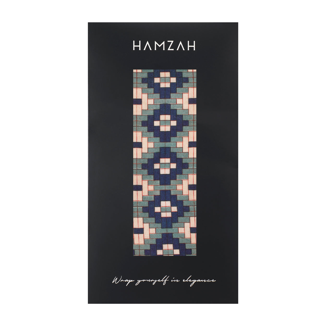 Geometric Islamic Scarf – Blue, Green & Beige Pattern, 100% Modal - Ziyarat