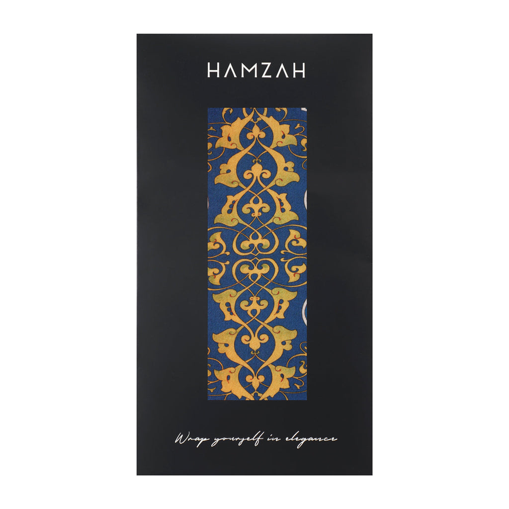 Elegant Blue and Green Scarf with Arabesque Motifs Amiri