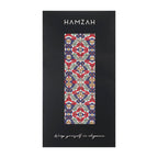 Burgundy and Blue Neck Scarf with Arabesque Motifs