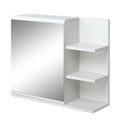Wall Mounted Bathroom Medicine Cabinet, Mirrored Cabinet with 3 Open Shelves, White
