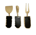 Set of 3 Black Agate Cheese Knives Spreaders