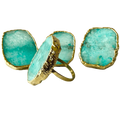 Set of 4 Hand Rounded Aqua Agate Napkin Rings