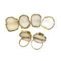 Set of 4 Hand Rounded White Agate Napkin Rings