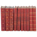 Set of Ten 19th Century French Red Leather Book Spines By Sister Parish Design