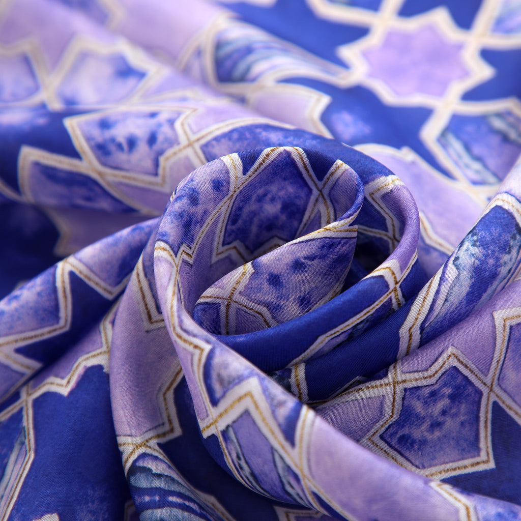 Purple Silk Scarf with Islamic Art Print Sevilla