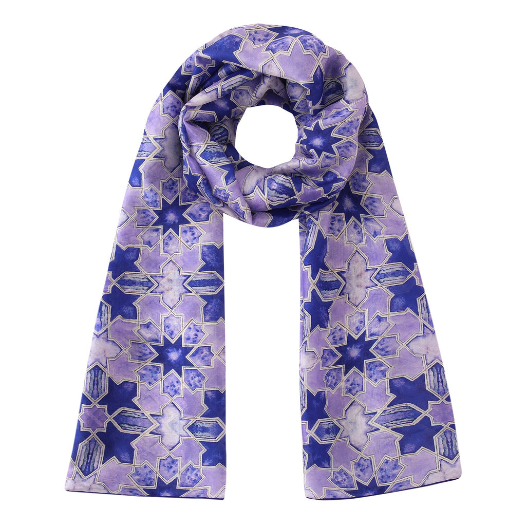 Purple Silk Scarf with Islamic Art Print Sevilla