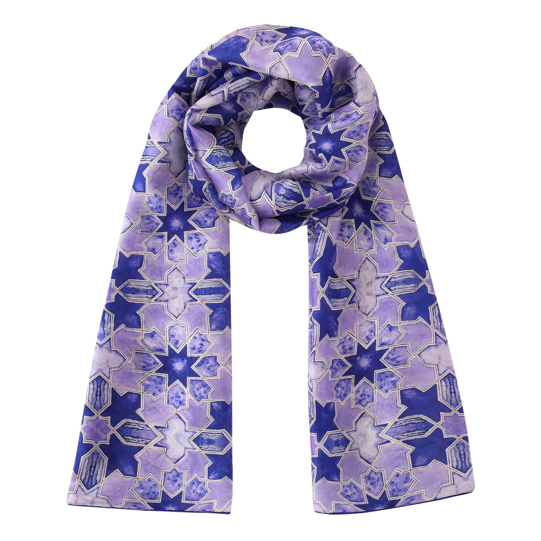 Purple Silk Scarf with Islamic Art Print Sevilla