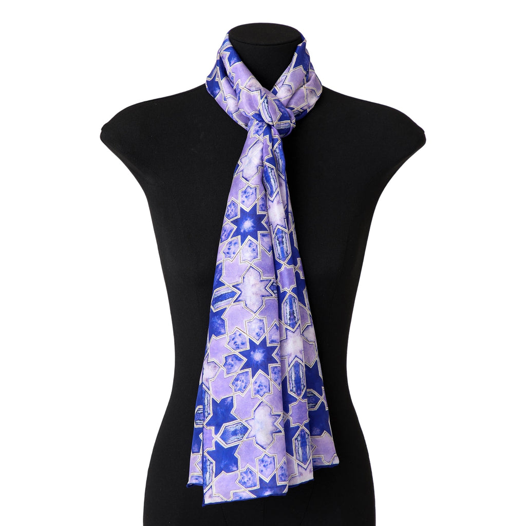 Purple Silk Scarf with Islamic Art Print Sevilla