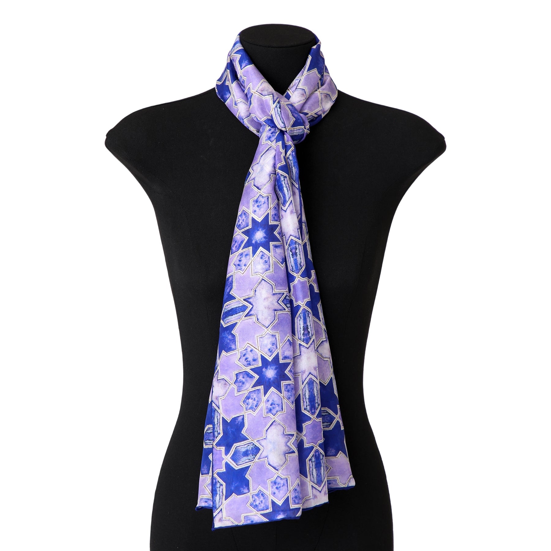 Purple Silk Scarf with Islamic Art Print Sevilla