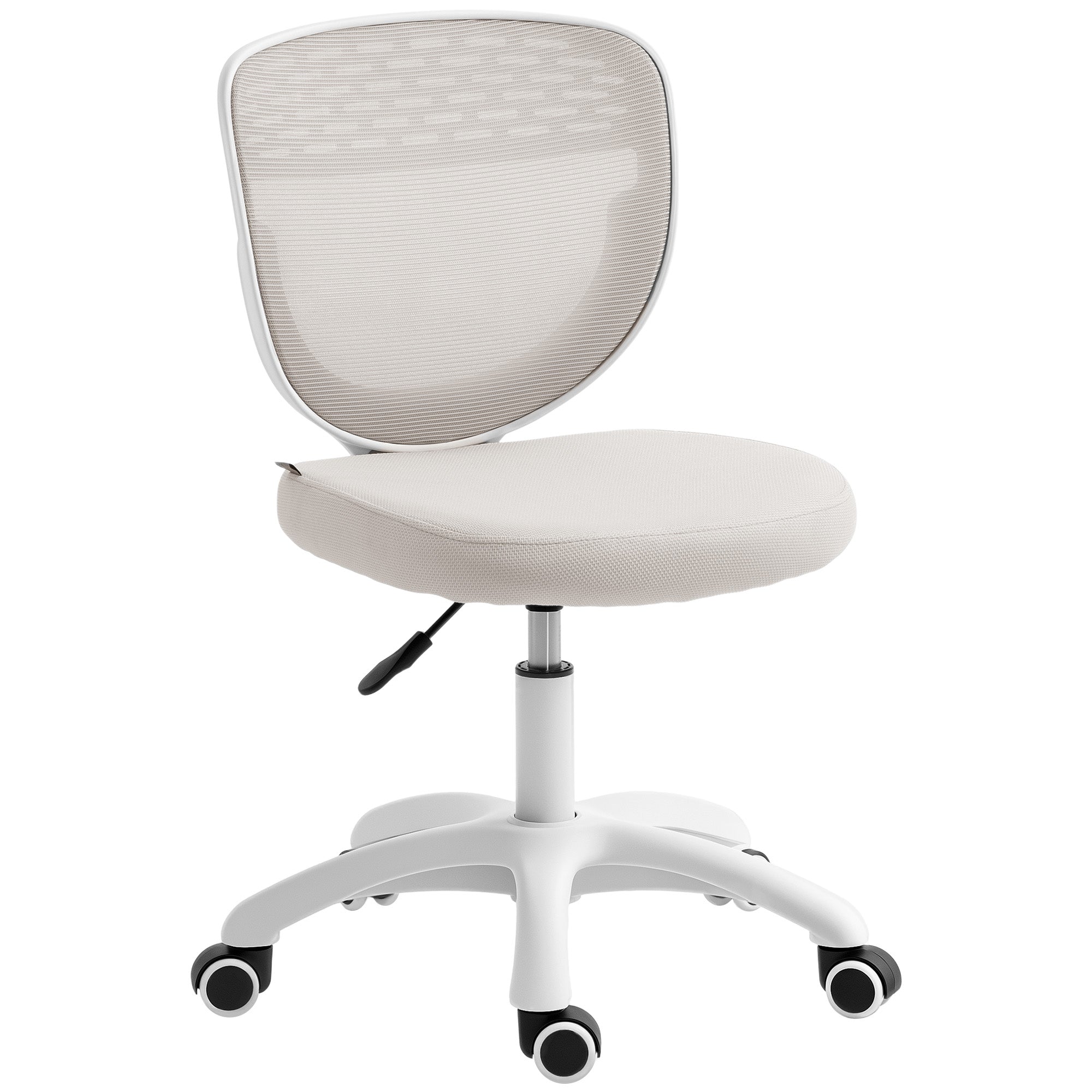 Armless Ergonomic Office Chair with Breathable Mesh Back & Padded Seat, Adjustable Height Swivel Design for Home Office, Grey