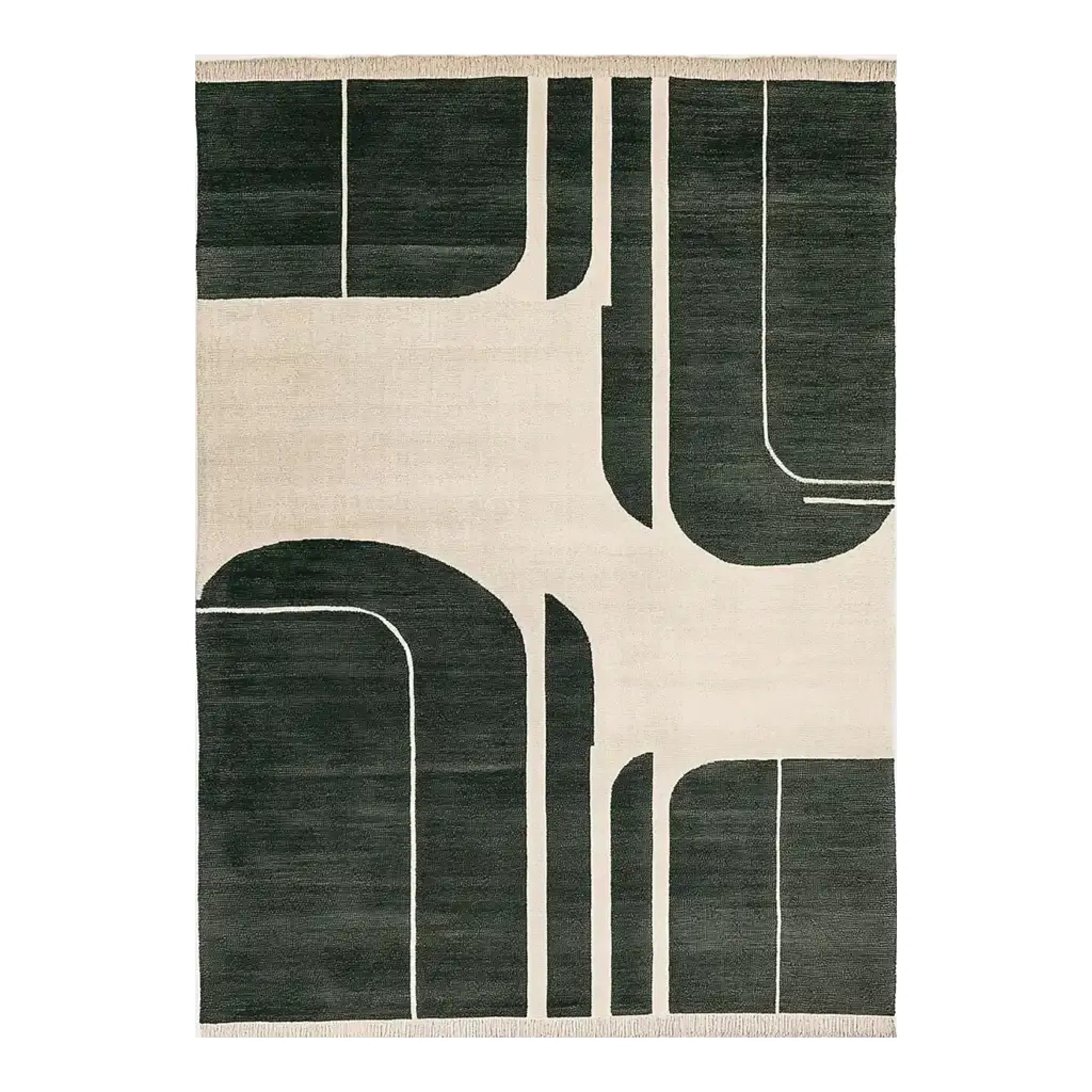 Shadowed Grid Harmony Knotted Wool Rug