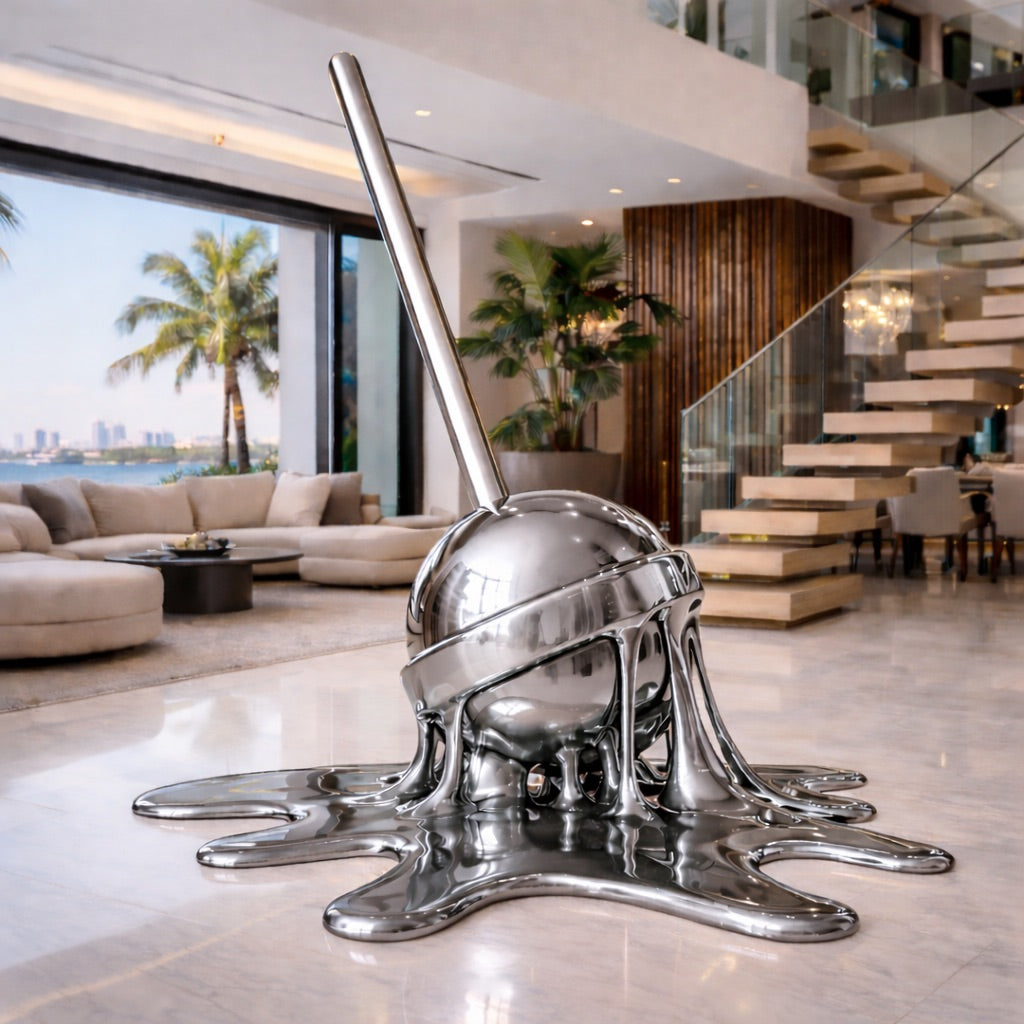 OSO Stainless Steel Maison Melt Sculpture - Height: 72 inch (183 cm) / Silver