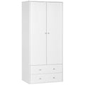 70.9" H Wardrobe Closet, Armoire Storage Organization with Drawers & Hanging Rail, White
