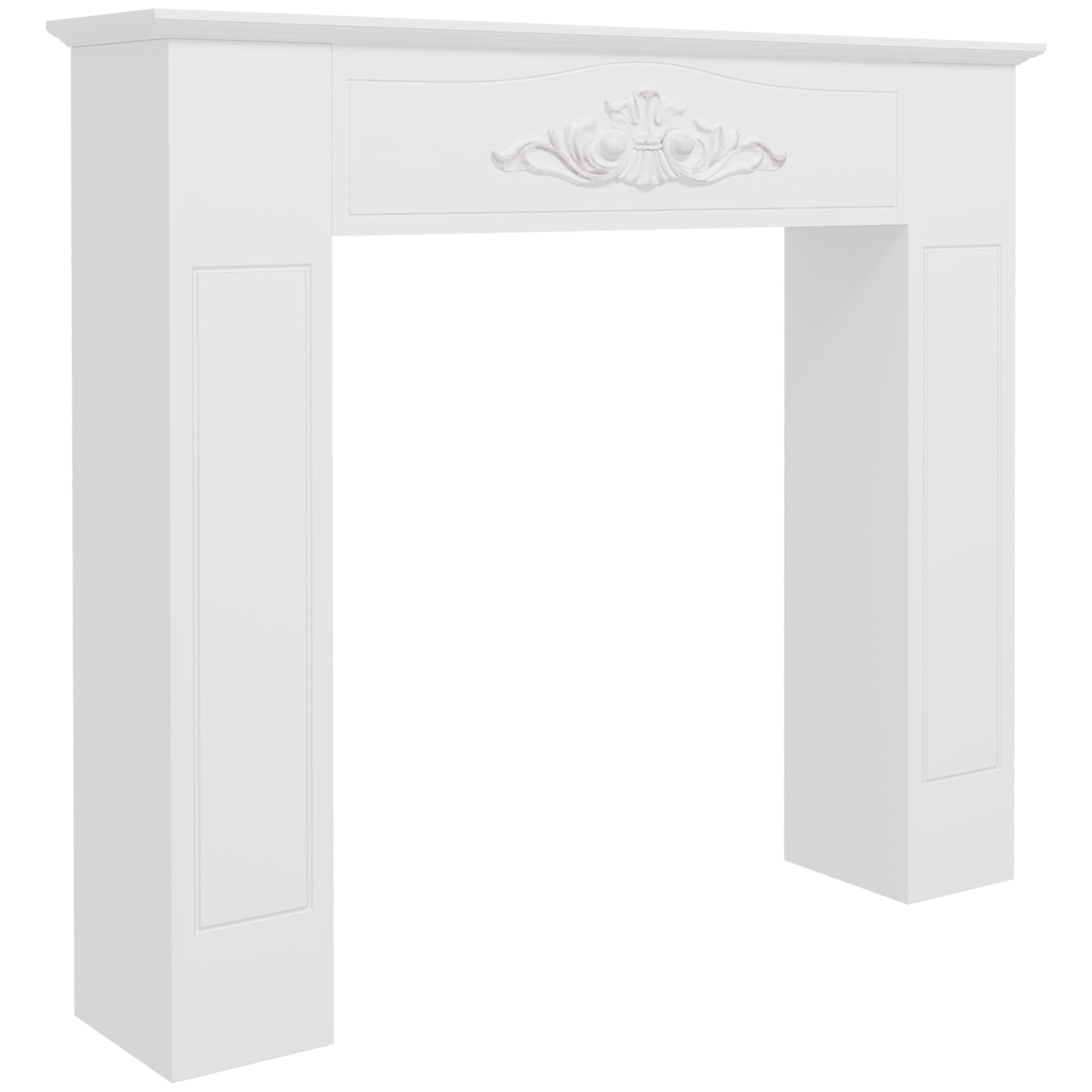 Fir Wood Fireplace Mantel Surround 44.75" W x 40" H Freestanding Electric Fireplace Mantel Distressed White