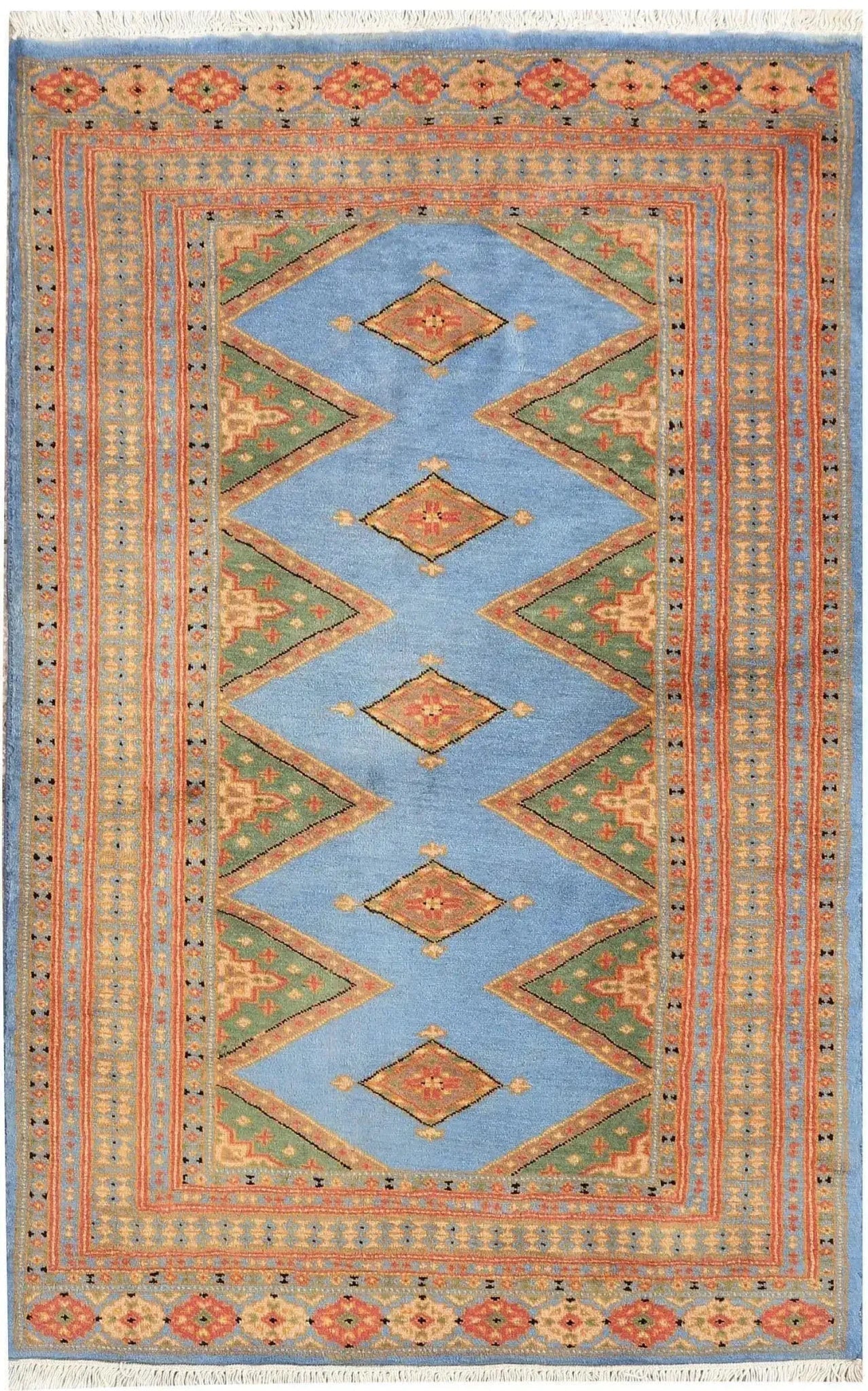 Sky Blue Java Kingdom Hand Knotted Area Rug