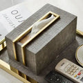 Sleek Brass and Faux Croc Leather Tissue Box